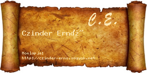 Czinder Ernő névjegykártya